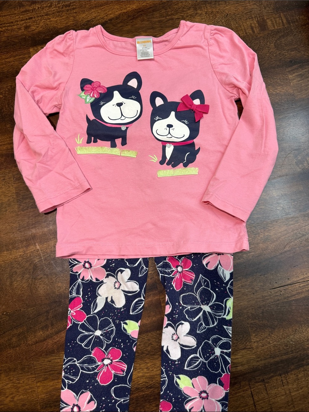 Gymboree Pink Top with Navy Floral Legging Set
